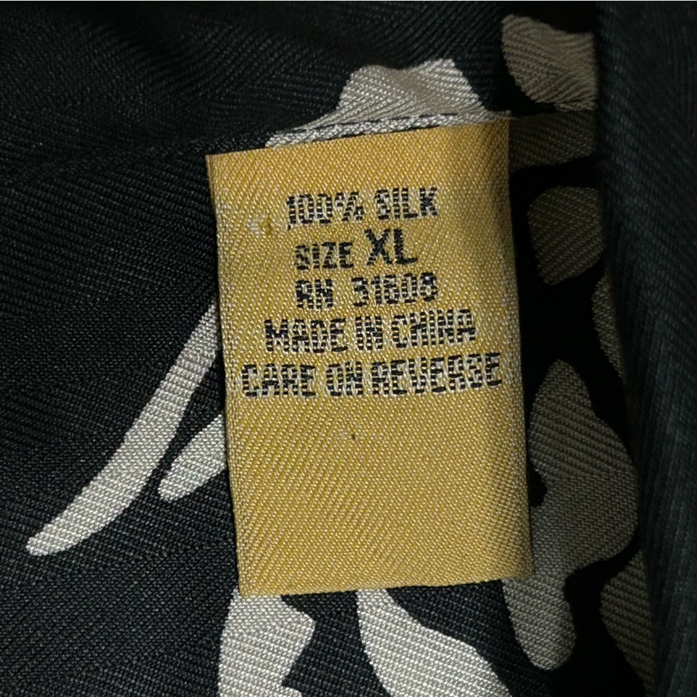 Vintage Jos A Bank 100% Silk Hawaiian Shirt Men XL Tropical Loop Collar Black - Picture 3 of 7